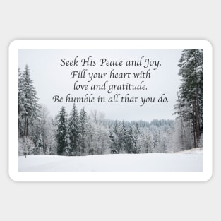 Seek His Peace: Snow Clearing In The Woods Sticker